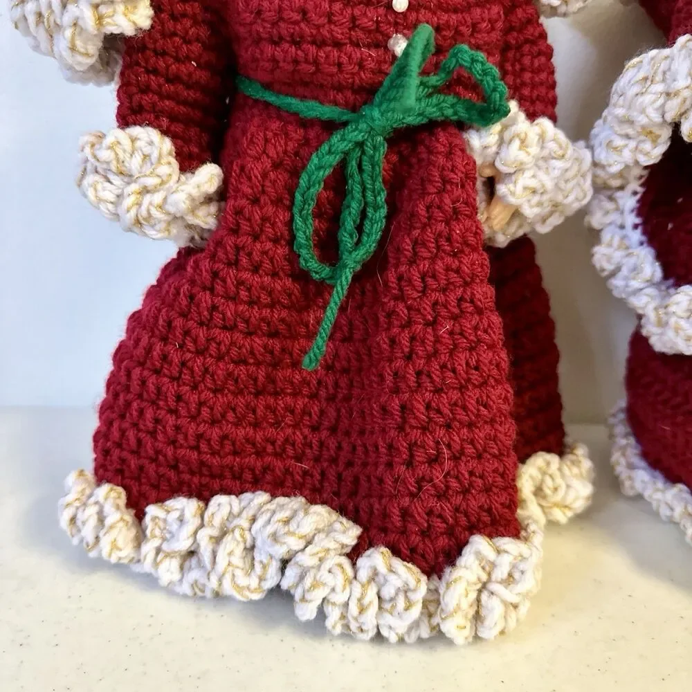 Set Of Santa Mr And Mrs.‎ Claus Standing Christmas Doll Decorations Crochet
